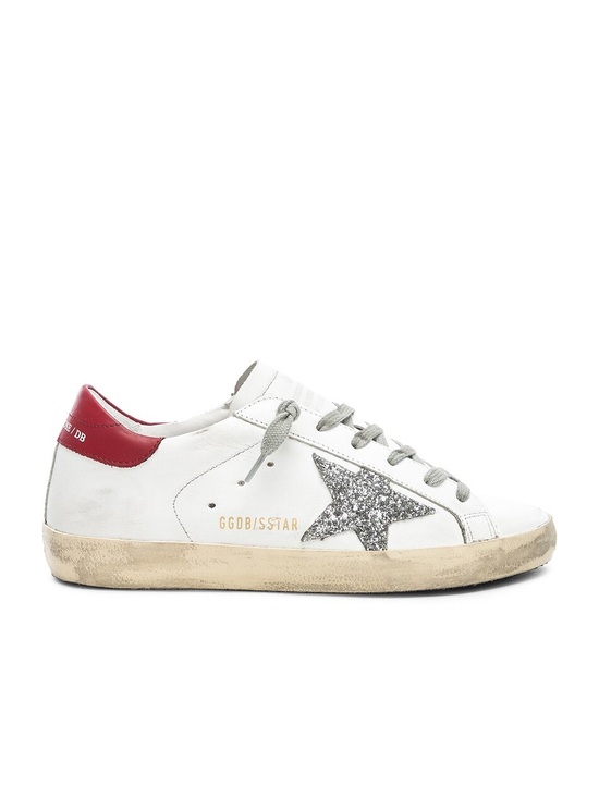 Golden Goose Shoes - Golden Goose Superstar Leather Sneakers in White, Red, and Silver